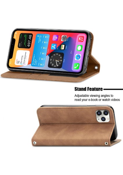 Iphone 11 Için Kılıf Promax Basit Iş Deri Kılıf Kapak Çevirin Cüzdan (Yurt Dışından)