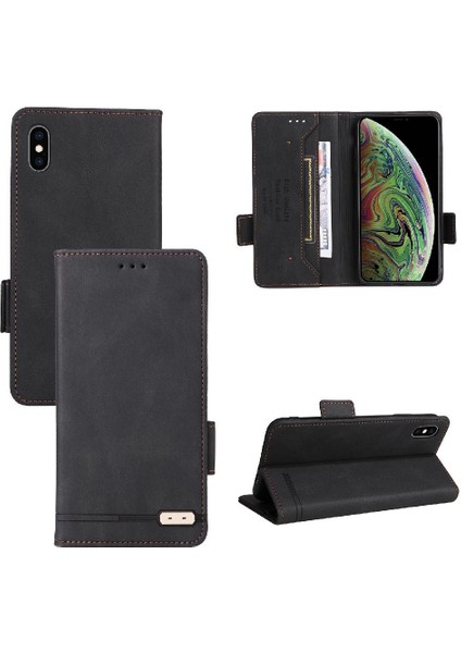 Kart Tutucu ile iphone Xs Max Için Kılıf Kickstand Deri Folio Flip Case (Yurt Dışından)
