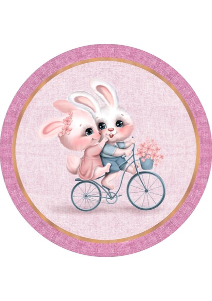 Sevimli Tavşan Çocuk Odası Halısı / 90 x 90 cm