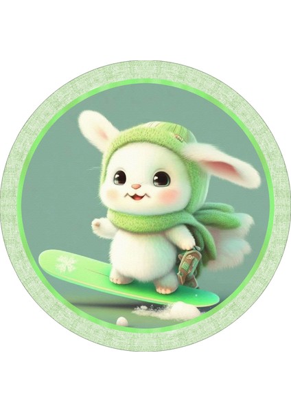 Sevimli Tavşan Çocuk Odası Halısı / 90 x 90 cm