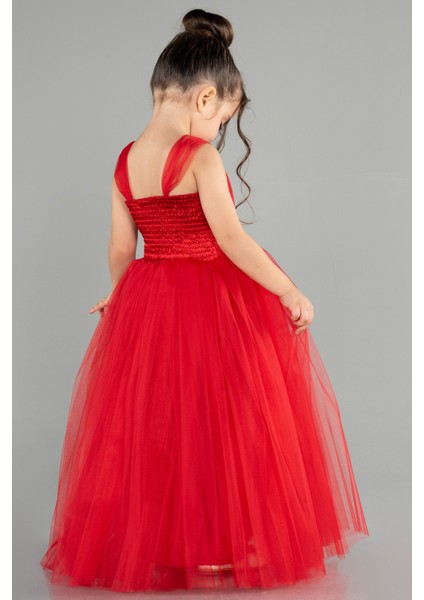 Askılı Beli Pullu Uzun Kız Çocuk Abiye ABU3031 fiyatları