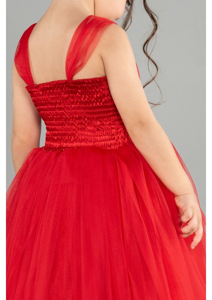 Askılı Beli Pullu Uzun Kız Çocuk Abiye ABU3031 fırsatları