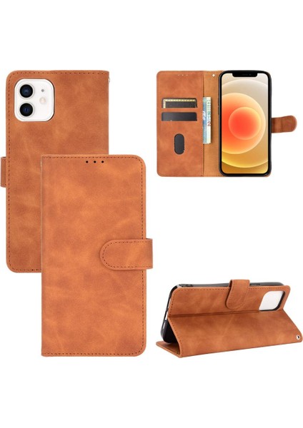 Kart Tutucu Kickstand Kart Ekleme Deri ile iphone 12MINI Için Kılıf (Yurt Dışından)