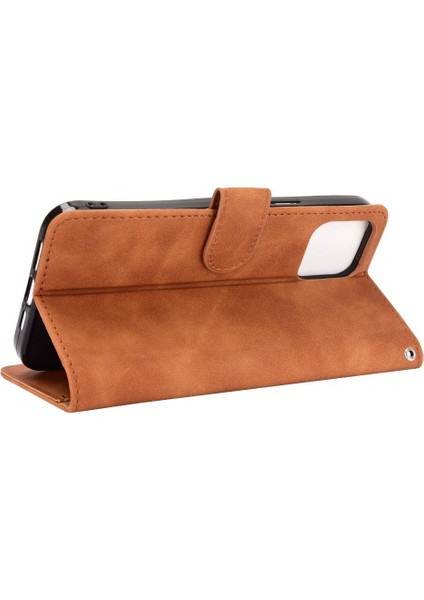 Kart Tutucu Kickstand Kart Ekleme Deri ile iphone 12MINI Için Kılıf (Yurt Dışından)