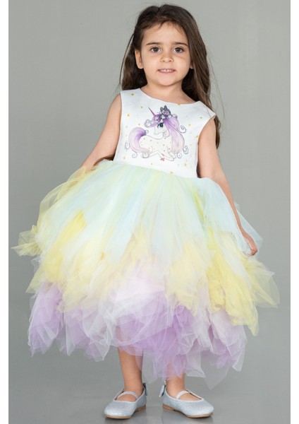 My Little Pony Uzun Kız Çocuk Abiye ABU3040