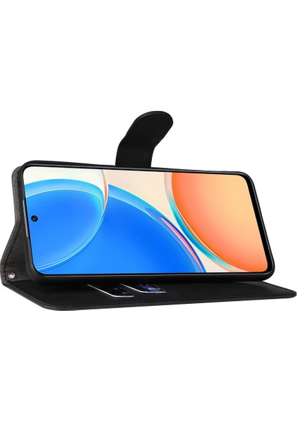 Kart Tutucu Kickstand Deri Folio Flip Case ile Onur X8 Için Kılıf (Yurt Dışından)