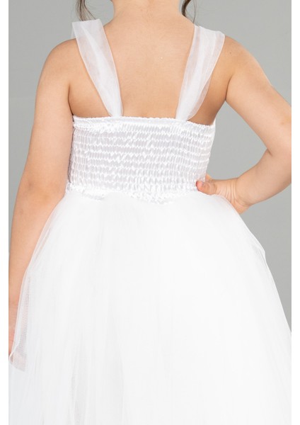 Askılı Beli Pullu Uzun Kız Çocuk Abiye ABU3031