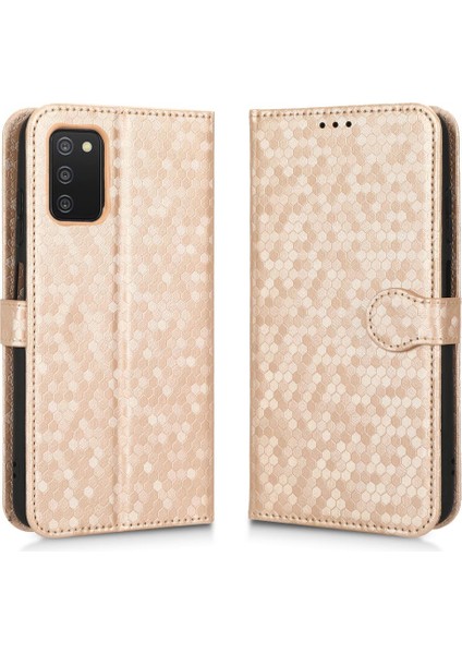 Samsung Galaxy A03S Manyetik Toka Geometrik Desen Deri Kılıf (Yurt Dışından)