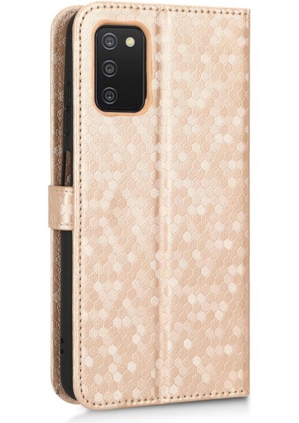 Samsung Galaxy A03S Manyetik Toka Geometrik Desen Deri Kılıf (Yurt Dışından)