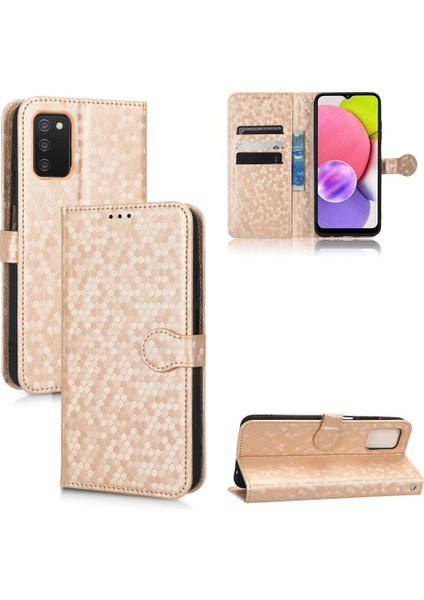 Samsung Galaxy A03S Manyetik Toka Geometrik Desen Deri Kılıf (Yurt Dışından)
