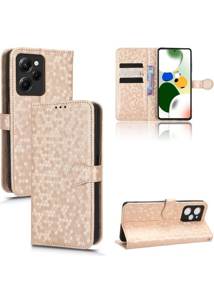 Xiaomi Poco X5 Pro 5g Manyetik Toka Geometrik Desen Deri Kılıf (Yurt Dışından)