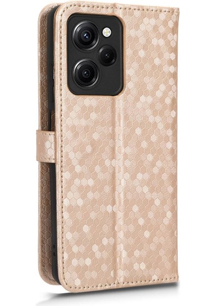 Xiaomi Poco X5 Pro 5g Manyetik Toka Geometrik Desen Deri Kılıf (Yurt Dışından)