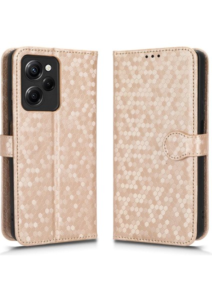 Xiaomi Poco X5 Pro 5g Manyetik Toka Geometrik Desen Deri Kılıf (Yurt Dışından)
