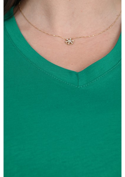 Kadın V Yaka Yırtmaçlı T-Shirt 8783-22 fırsatları