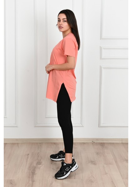 Kadın V Yaka Yırtmaçlı T-Shirt 8783-22 fiyatları