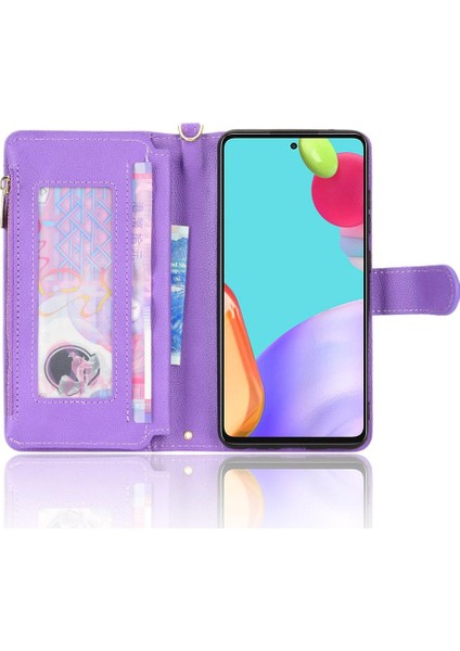 Samsung Galaxy Için Kılıf A52S 5g Fermuar Cüzdan Deri Kapak Kart Tutucu (Yurt Dışından)