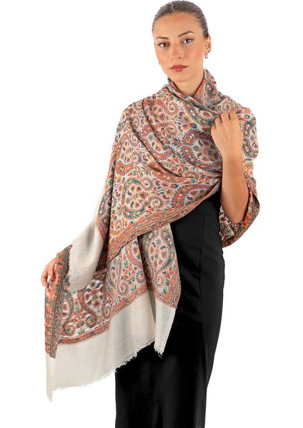 Kırmızı Jakar Desenli Yün Şal fiyatları