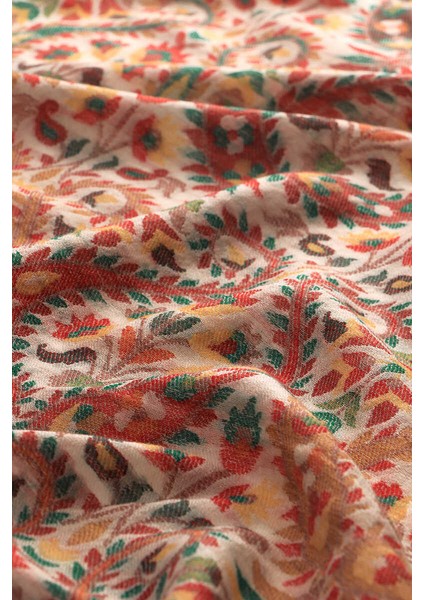 Kırmızı Jakar Desenli Yün Şal fırsatları