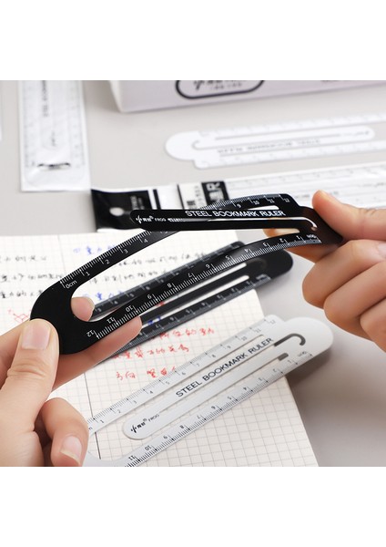 Rastgele 1 Adet Tarzı 12CM Yüksek Beyaz Siyah Çelik Yer Işareti Cetvel Pergel Öğrenci Düz Cetveller Metal Klips Çizim Boyama Malzemeleri (Yurt Dışından)