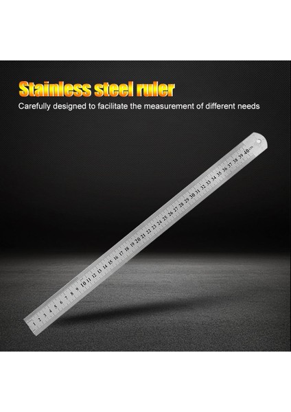 400MM Tarzı Dikiş Ayak Dikiş Paslanmaz Çelik Metal Düz Cetvel Hassas Çift Taraflı Ölçüm Aracı Cetvel (Yurt Dışından)
