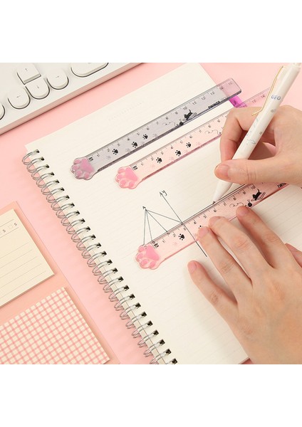 Pembe Tarzı Sevimli Kedi Şeffaf Plastik Cetvel 15CM 6 Inç Düz Cetvel Şeffaf Plastik Cetvel Seti Ölçüm Aracı Öğrenci Okul Ofis Için (Yurt Dışından) modelleri