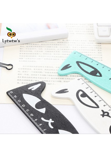 Siyah Stil Lytwtw'nin Sevimli Kawaii Siyah Kedi Yavrusu Ahşap Cetvel Ofis Okul Kırtasiye Malzemeleri (Yurt Dışından) fırsatları