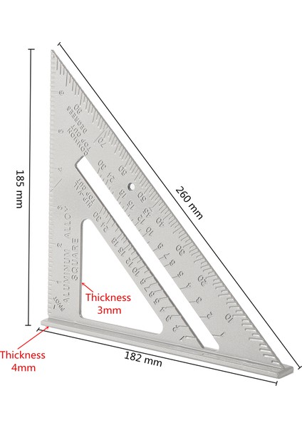 Çizim Aracı Üçgen Cetvel Marangoz Şekli Hız Cetvel Döşeme Aracı Ölçüm Aracı Üçgen Cetvel Alüminyum Alaşım 45° 90° (Yurt Dışından) fiyatları