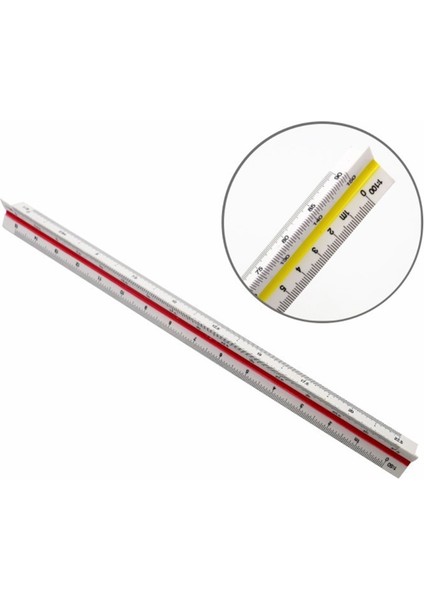 No.4 Tarzı 30 cm Alüminyum Mimarlık Ölçeği Üçgen Ölçek Cetvel Mavi Baskı Üçgen Cetvel Çizim Cetveli Mimarlık Cetveli (Yurt Dışından)