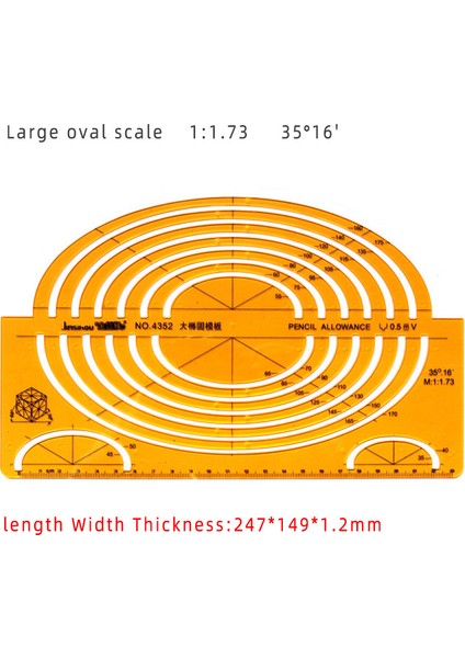 NO.4352 Tarzı Dairesel Oval Cetvel Dayanıklı K Reçine Çizim Tasarım Mobilya Mimar Şablonu Çizim Cetveli Şablon Ölçme Cetveli (Yurt Dışından)