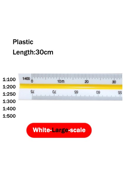 PLASTIK-1-500-BÜYÜK Stil Dezı Üçgen Ölçek Cetveli 1: Alaşım Metal Plastik Düz Cetvel 30CM Mimar Mühendis Hassas Çizim Ölçüm Aracı (Yurt Dışından)
