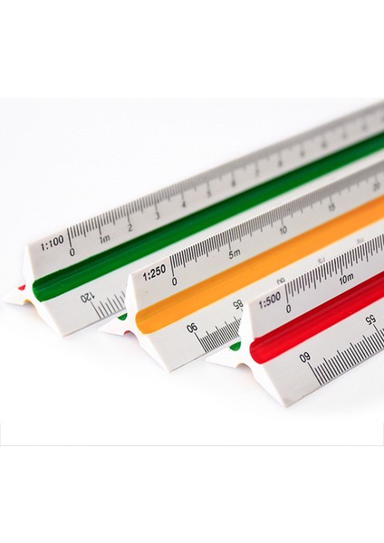 PLASTIK-1-500-BÜYÜK Stil Dezı Üçgen Ölçek Cetveli 1: Alaşım Metal Plastik Düz Cetvel 30CM Mimar Mühendis Hassas Çizim Ölçüm Aracı (Yurt Dışından) fiyatları