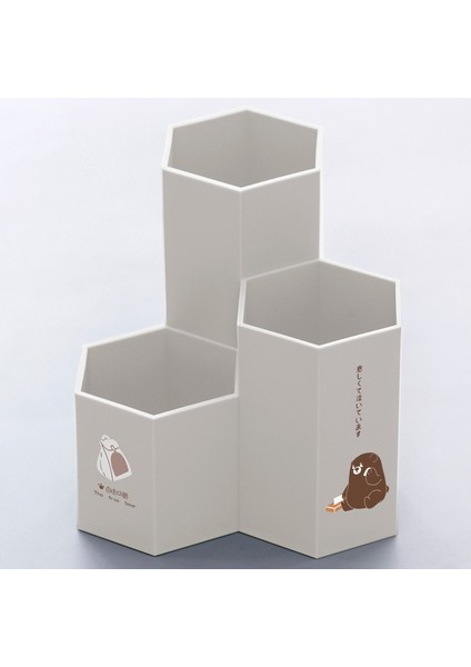 Ayı Bej 110G Stili Ev Ofisi Altıgen Kalem Kalemlik Kalem Depolama Sevimli Kozmetik Makyaj Depolama Kutusu Masa Çekmecesi Düzenleyici Masa Aksesuarları (Yurt Dışından)