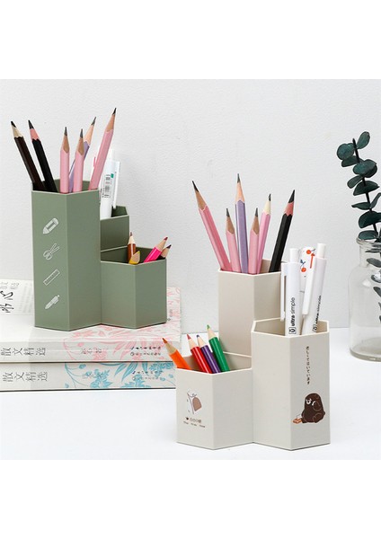 Ayı Bej 110G Stili Ev Ofisi Altıgen Kalem Kalemlik Kalem Depolama Sevimli Kozmetik Makyaj Depolama Kutusu Masa Çekmecesi Düzenleyici Masa Aksesuarları (Yurt Dışından) fiyatları