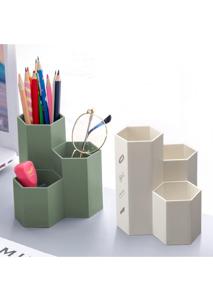 Ayı Bej 110G Stili Ev Ofisi Altıgen Kalem Kalemlik Kalem Depolama Sevimli Kozmetik Makyaj Depolama Kutusu Masa Çekmecesi Düzenleyici Masa Aksesuarları (Yurt Dışından) indirimleri