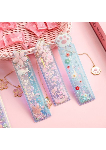 F Stili Yeni Yaratıcı Sevimli Cetvel Sedefli Kum Hızlı Kum 15CM Kawaii Öğrenci Cetveller Kırtasiye Okul Ofis Öğrenme Aksesuarları Hediye Çocuklar Için (Yurt Dışından)
