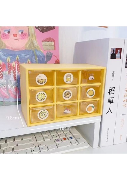 9 Izgara Sarı Stil Tatlı Beyaz Pembe 9 Izgaralı Abs Çekmece Masaüstü Organizer Masa Depolama Kutusu Ücretsiz Sticker Okul Kırtasiye Aksesuarları Depolama Kutuları (Yurt Dışından)