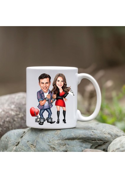 Kişiye Özel Bardak - Karikatür Bardak - Sevgili Bardağı