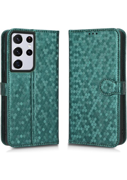 Samsung Galaxy S21 Ultra Deri Cüzdan Kapak Manyetik Toka (Yurt Dışından)
