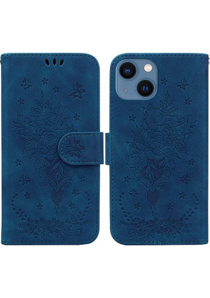 IPhone 15 Artı Kickstand Kart Yuvaları Kabartma Gül Çiçekler Flip Pu (Yurt Dışından)