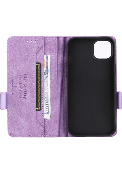 Kart Tutucu Kickstand Deri Folio Flip ile iphone 14 Plus Için Kılıf (Yurt Dışından)