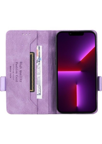 Kart Tutucu Kickstand Deri Folio Flip ile iphone 14 Plus Için Kılıf (Yurt Dışından)