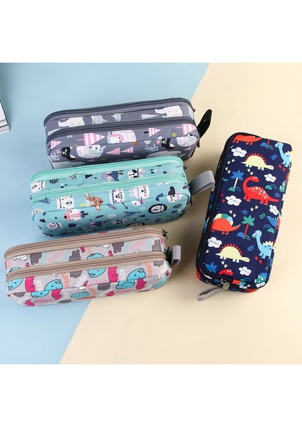 Yeşil Stil Kawaii Hayvan Kalem Kutusu Kore Büyük Kalem Kutusu Ofis Malzemeleri Çift Katmanlı Trousse Scolaire Kalem Çantaları Tuval Okul Kalem Kutuları (Yurt Dışından) fiyatları