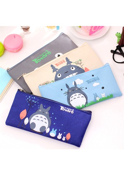 No.15 Tarzı Sevimli Totoro Kanvas Kalem Kutusu Yaratıcı Oxford Kumaş Fermuarlı Öğrenci Kalem Çantası Ofis Okul Malzemeleri Kırtasiye Hediye (Yurt Dışından)