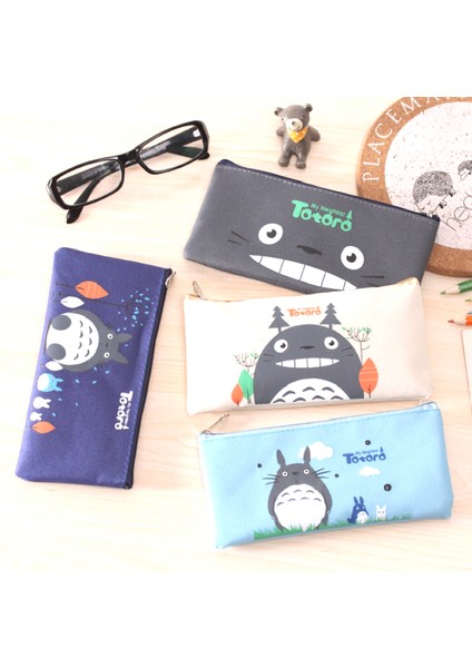 No.15 Tarzı Sevimli Totoro Kanvas Kalem Kutusu Yaratıcı Oxford Kumaş Fermuarlı Öğrenci Kalem Çantası Ofis Okul Malzemeleri Kırtasiye Hediye (Yurt Dışından)