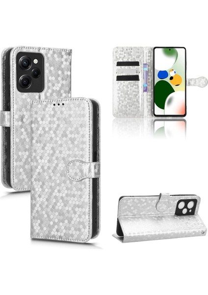 Xiaomi Poco X5 Pro 5g Manyetik Toka Geometrik Desen Deri Kılıf (Yurt Dışından)