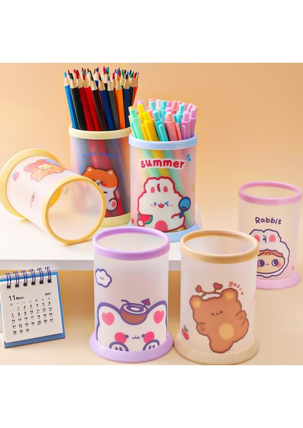 No.2 Tarzı Sevimli Çizgi Film Yuvarlak Katlanır Kalemlik Kendin Yap Masaüstü Depolama Kırtasiye Kalem Standı Organizatör Tutucu Okul Malzemeleri (Yurt Dışından) fırsatları
