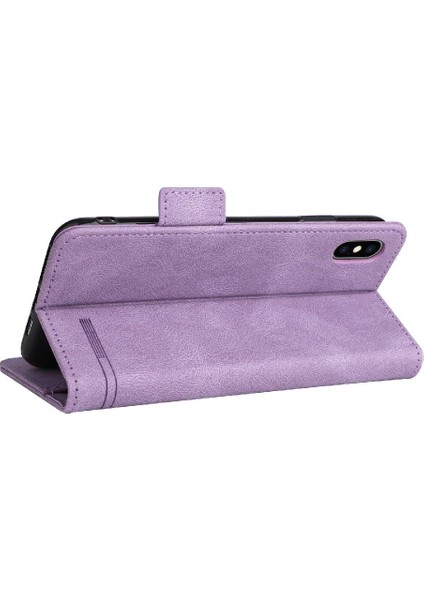 Kart Tutucu ile iphone Xs Max Için Kılıf Kickstand Deri Folio Flip Case (Yurt Dışından)