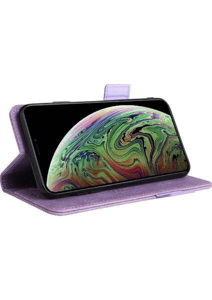 Kart Tutucu ile iphone Xs Max Için Kılıf Kickstand Deri Folio Flip Case (Yurt Dışından)