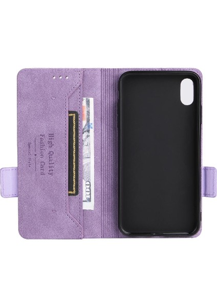 Kart Tutucu ile iphone Xs Max Için Kılıf Kickstand Deri Folio Flip Case (Yurt Dışından)