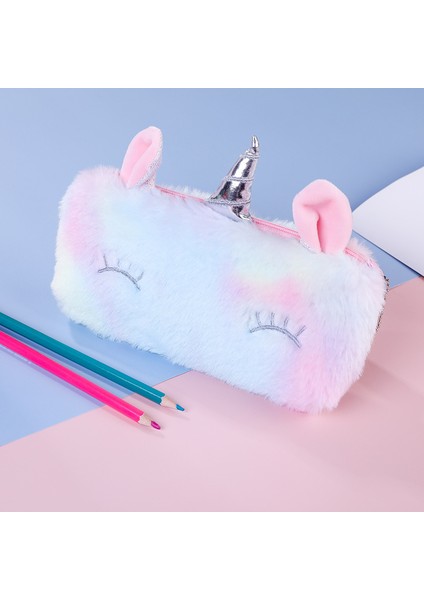 C Stili Kızlar ve Erkekler Için Büyük Kapasiteli Unicorn Peluş Kalem Kutusu Şirin Koreli Kalemlik Kalem Çantası Kutu Kawaool Kırtasiye (Yurt Dışından)
